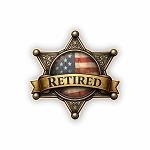 Vintage Sheriff Badge Sticker with Retired Banner  Precision Cut Decal